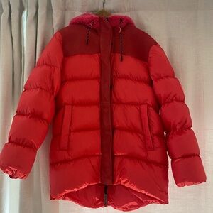 Pink UGG Shasta Down Puffer Jacket with suede detailing